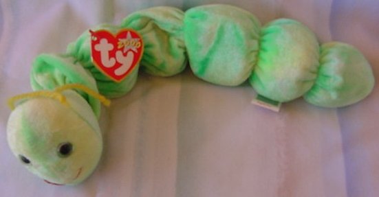 TY Beanie Baby Squirmy the Worm Green Plush W/ Tag