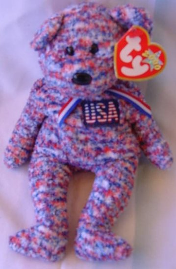 TY Beanie Baby USA Red White Blue Bear Plush W/ Tag