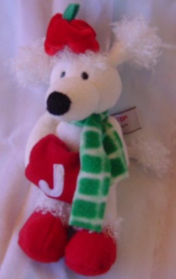 Gund White Poodle Christmas Pals Stuffed Plush 9"