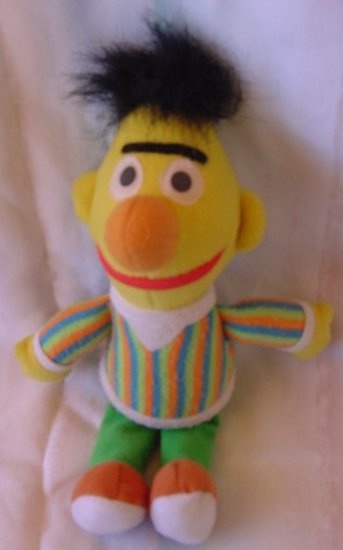 Sesame Street Bert Beanie Stuffed Plush 8" Tyco 1997