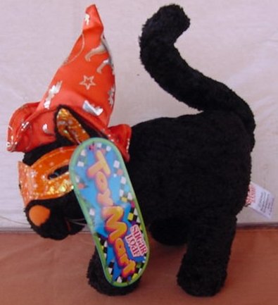 Sugar Loaf Black Halloween Cat Orange Hat Plush 7" Tag