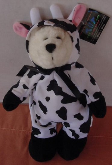 Toy Works Bear in Cow Suit Stuffed Plush 9.5" Tilt.com