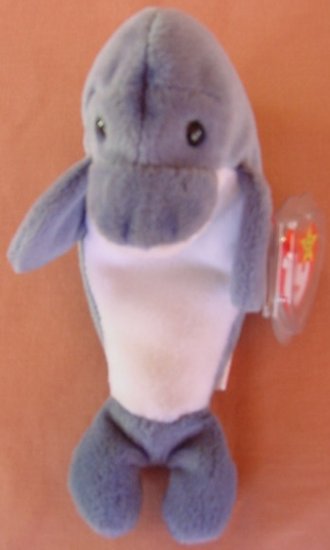 TY Beanie Baby Echo Dolphin Gray Stuffed Plush 7" Tag