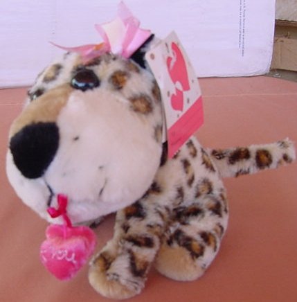 Wal-mart Leopard I Love You Hearts Stuffed Plush 5" Tag
