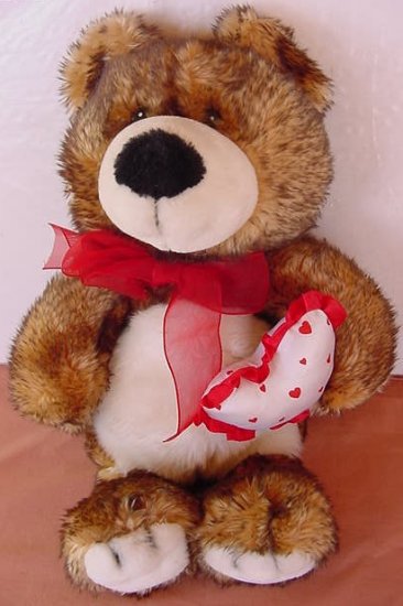 Wal-mart Multi Brown Bear with Heart Stuffed Plush 12"