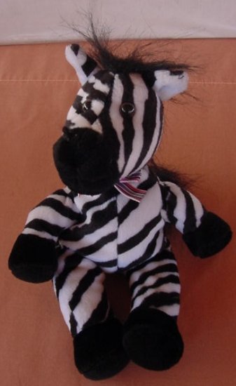Zebra Black & White Striped Beanie Stuffed Plush 6"