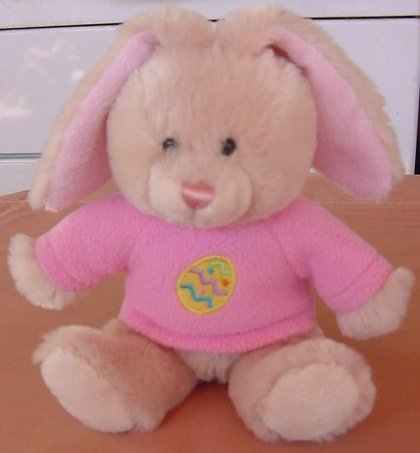 Hug & Luv Squishy Easter Egg Bunny Stuffed Plush 9" Pink Shirt