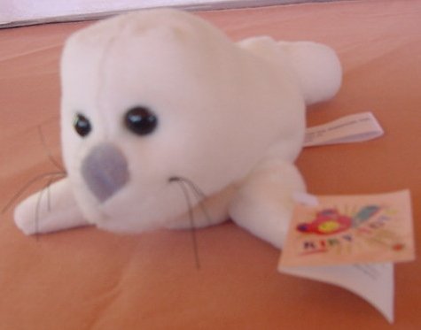 Kiky Toys White Harp Seal Beanie Plush 7" Tag Cute