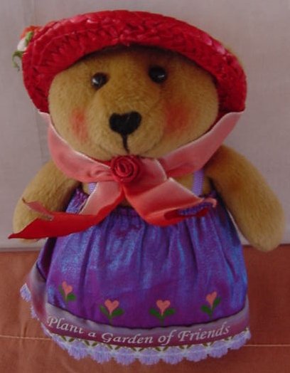 Plant a Garden of Friends Bear Stuffed Plush 6" Red Hat Joleson