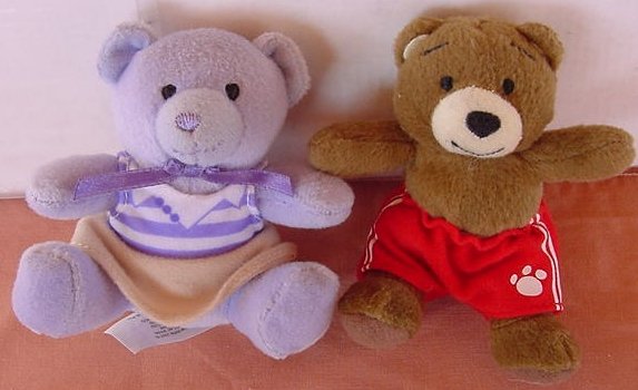 Build a Bear Mini Bears Boy & Girl Stuffed Plush 3.5"