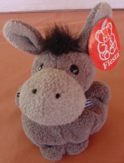 Fiesta Gray Donkey Fatty Beanie Stuffed Plush 4" Tag