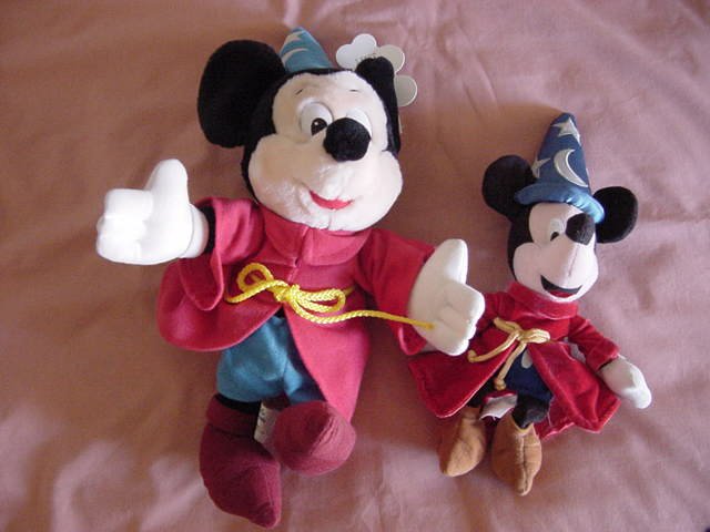 Mickey Mouse Sorceror Beanie & Stuffed Plush Lot of 2