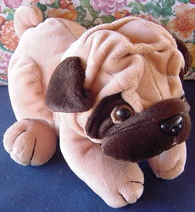 Bestever Wrinkly Dog Pug Stuffed Plush 10" Laying Down