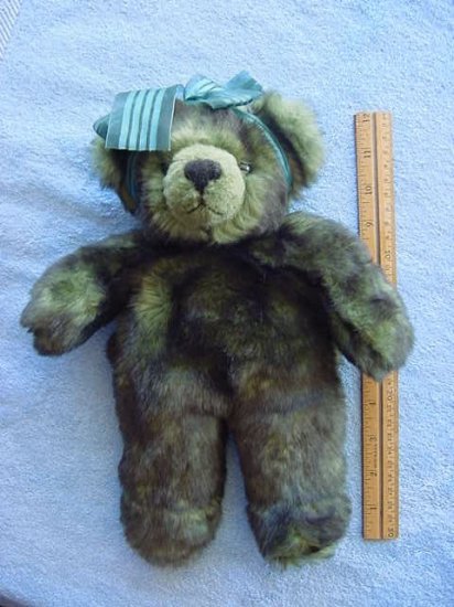 Dakin Christie Bear Brown Green Tint Stuffed Plush 10"