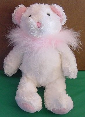 Fiesta Soft White Pink Boa Bear Stuffed Plush 9"