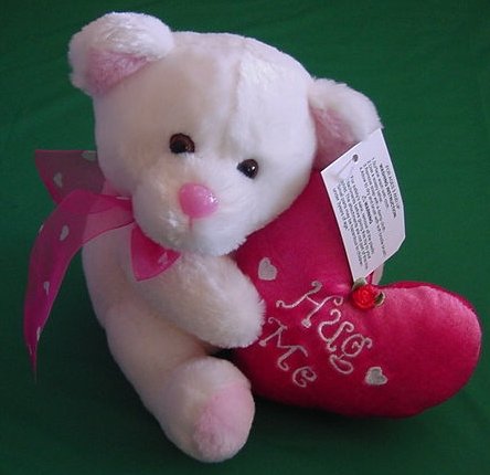 Wal-mart White Hug Me Bear Pink Heart Stuffed Plush