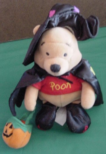 Disney Store Halloween Pooh Witch Beanie Plush 9" 2000