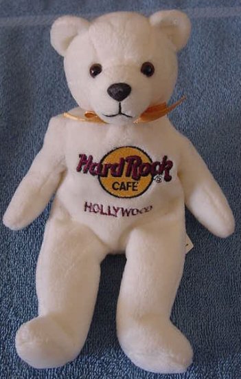 Hard Rock Cafe Hollywood Bear Beanie Stuffed Plush 8"