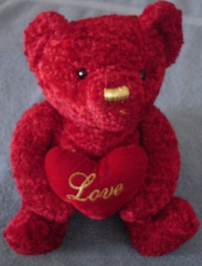DanDee Red Bear with Love Heart Stuffed Plush 8.5"