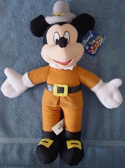 Disney Mickey Mouse Pilgrim Stuffed Plush 15" Tag