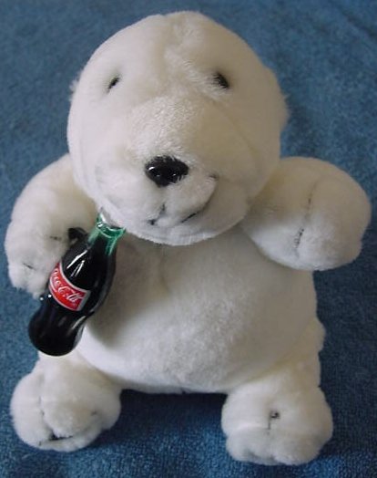 Coca Cola Polar Bear With Bottle Stuffed Plush 7" 1997