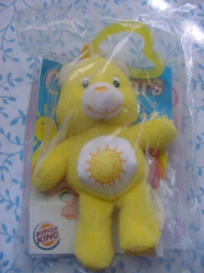 Burger King Care Bears Clip on Sunshine Yellow Bear Toy MIP 2005
