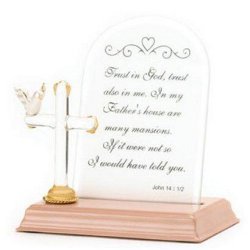22K Plate Glass Cross with Prayer