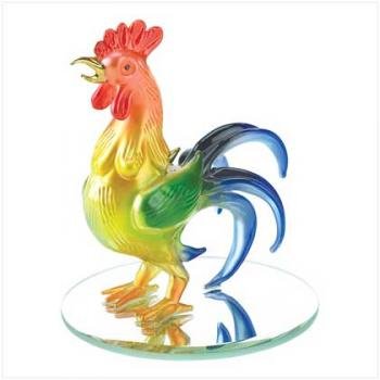 SPUN-GLASS ROOSTER FIGURINE