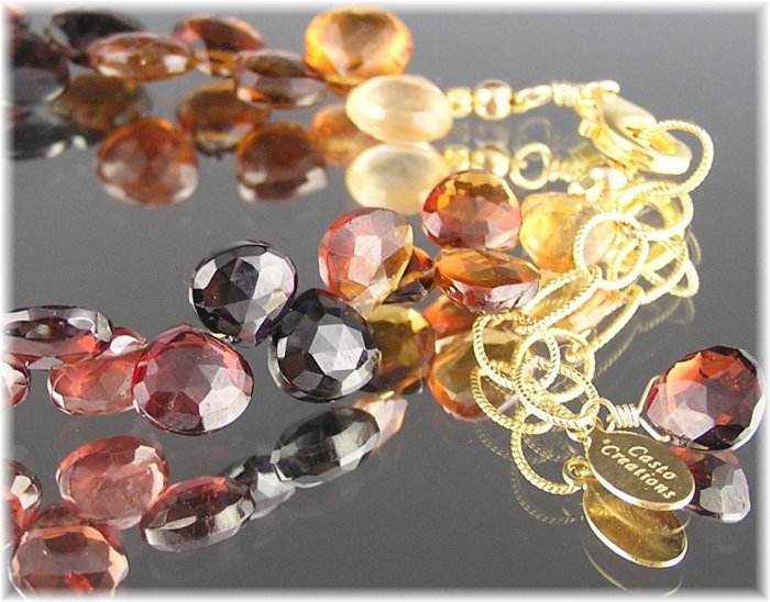 Tundra Sapphire Faceted Teardrop Gemstone Bracelet "Autumn"