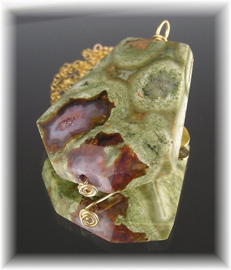 Rhyolite Wire Wrapped Pendant 14k Gold Fill Neckla