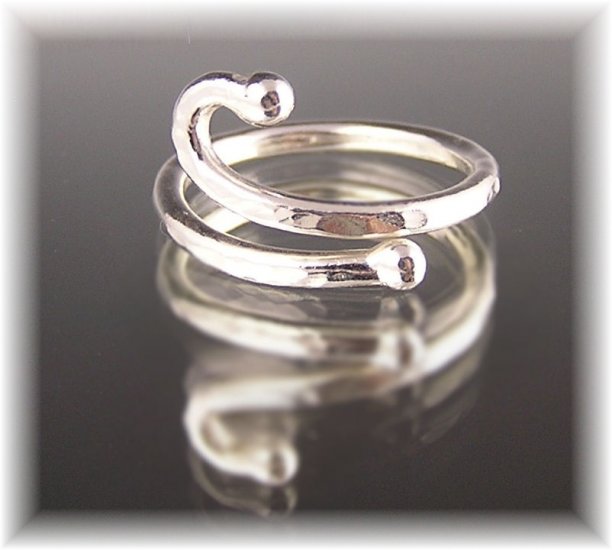Fine Silver Abstract Ring "Bar Bells"