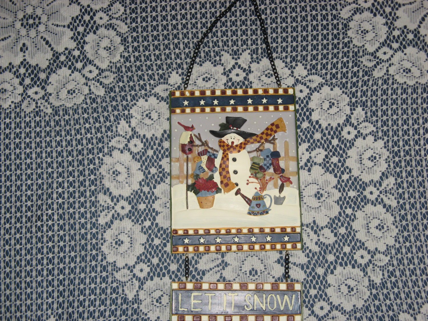 Let It Snow Wall Plaque Snowman New