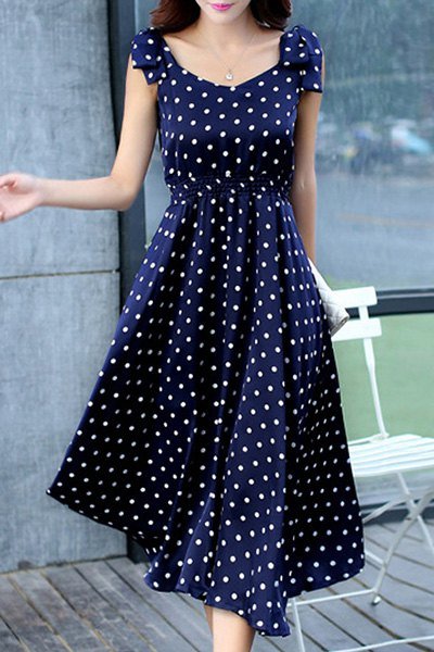 Sweet Style Round Neck Sleeveless Floral Print Zippered Dress For Women
