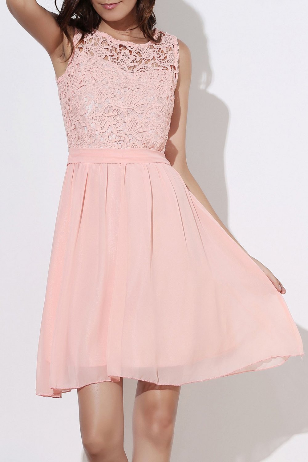Stylish Round Collar Sleeveless Club Dress For Women