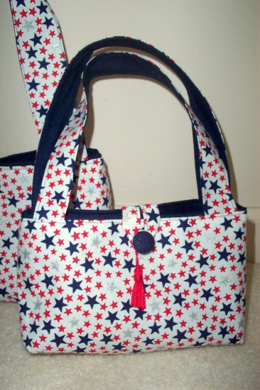 Red & Blue Stars on White Classic Tote (Small)