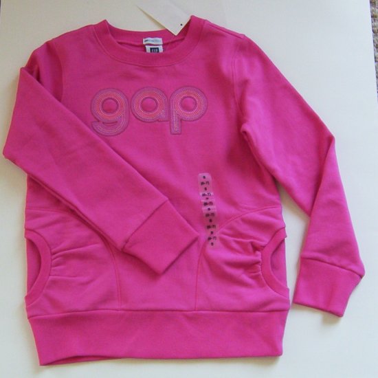 NWT Gap Girls Hot Pink LOGO sweatshirt/ pockets Sz 6-7