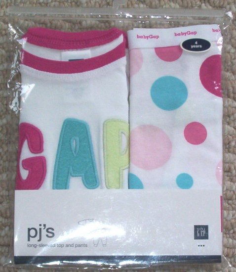 NWT Baby Gap Girls LOGO Pajamas PJ's 4 4T pastel dots