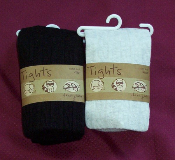 Lot 2 OLD NAVY Toddler Tights - Size 4T 5 Black and Cream