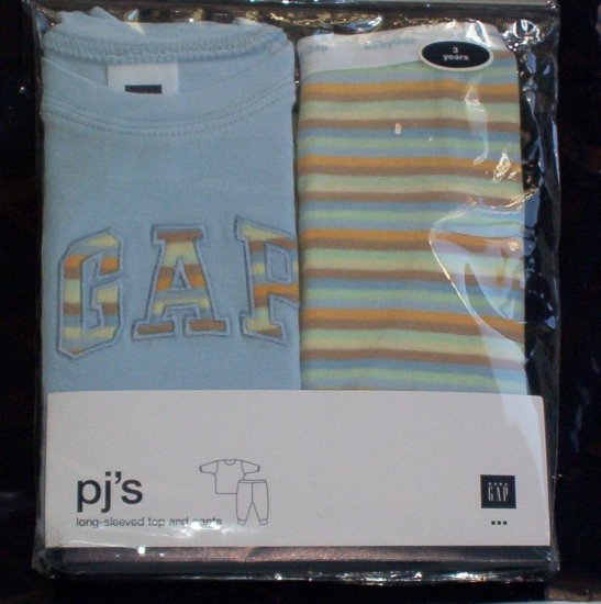NWT Baby Gap LOGO Pajamas PJ's 5 5T blue w stripes