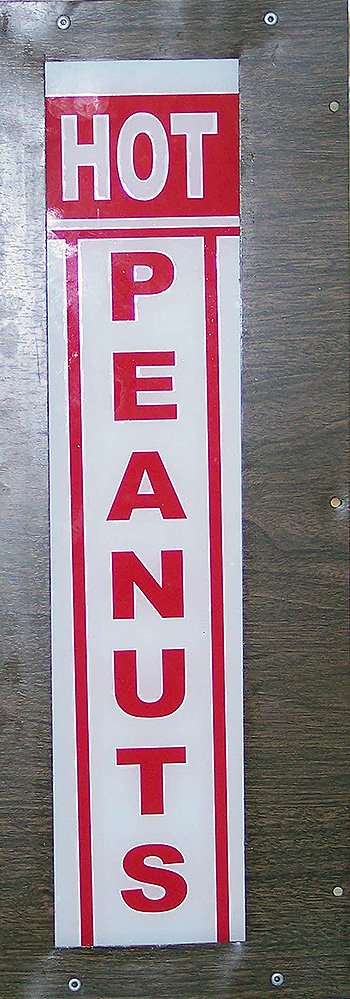 Glass Sign Replacement- Hot Peanuts (Red)