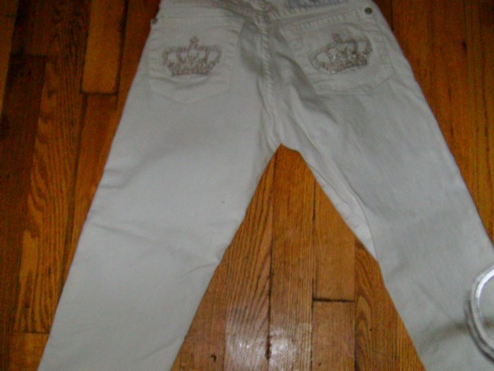 Victoria Beckham Crystal Crown Jeans silver crown/26