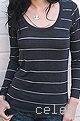 Saint Grace Scoop Neck Silver Streak LS top, midnight, P