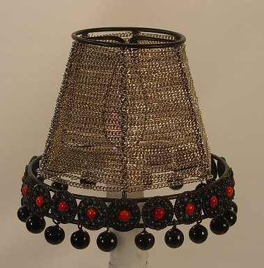 4" Stainless Steel Chain with Decorative Border in Black & Red Clip On Chandelier Lamp Shade
