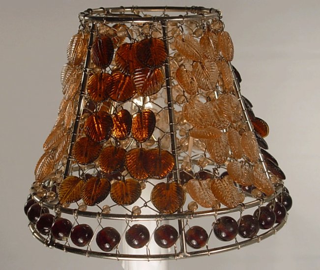 4" Brown Leaf Clip On Chandelier Lamp Shade with Hand Blown Glass Beads