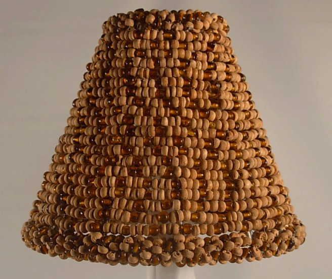 4.5" Wood & Amber Bead Clip On Chandelier Lamp Shade