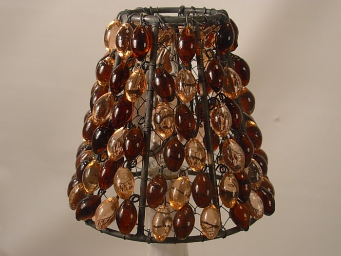 4" Amber & Peach Bead - Clip on Chandelier Lamp Shade