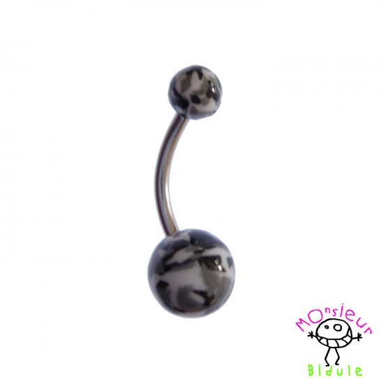 Navel Ring Acrylic Camouflage Black, Grey & White