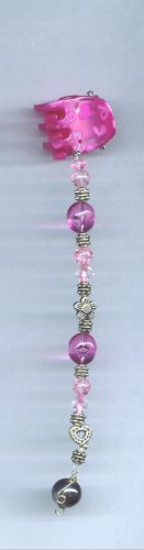 Pink hand beaded hair clip