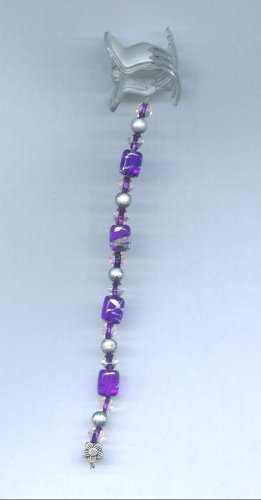 Silver and purple hand beaded hair clip