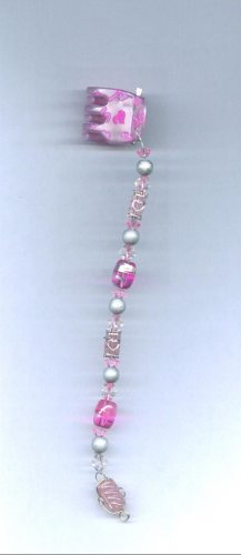 Pink glass hand beaded hair clip